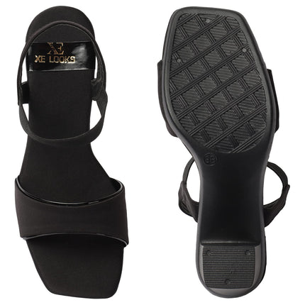 Women's Trendy Block Heels Open-Toe Sandals with Elastic Support, Anti-Skid Sole & Block Heels For Girls & Women