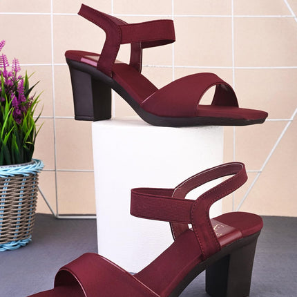 Women's Trendy Block Heels Open-Toe Sandals with Elastic Support, Anti-Skid Sole & Block Heels For Girls & Women