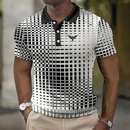 Swadeshi World Men's Short-sleeved Polo T-Shirt Plaid Bat Pattern Golf T-shirt Multicolors