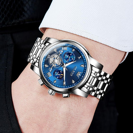 OLEVS Watch for Man Analog Quartz Skeleton Chronograph Diamond Watches Waterproof Dress Watches