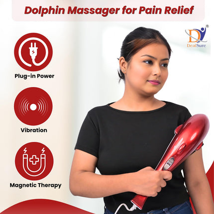 Swadeshi World Dolphin Massager for Pain Relief – Handheld Dolphin Massager with Vibration & Infrared Full Body Massager for Stress Relief –