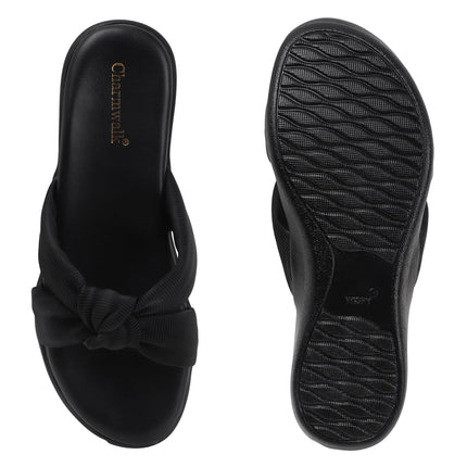 Women’s Wedge Slip-On Sandals with Knot Strap | Comfortable Casual Platform Slippers for Girls & Women
