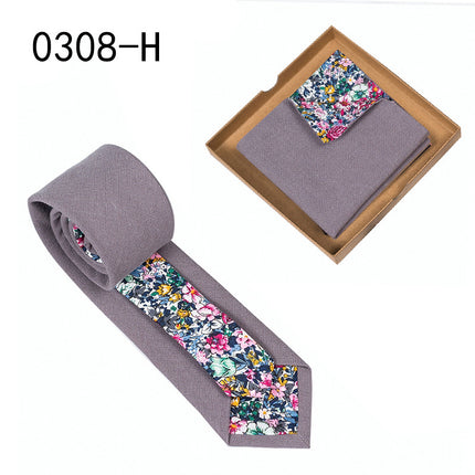 Swadeshi World Unique Men's Tie Floral Print Pocket Square Cotton Tie