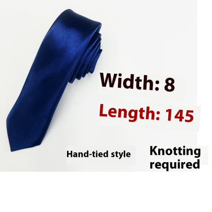 Swadeshi World Men's Silk Ties 8cm Black Hand-tied Plain Suit Tie