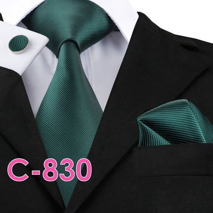 Men's Executive Wedding Solid Color Ribbed Collar Woven Ties Set