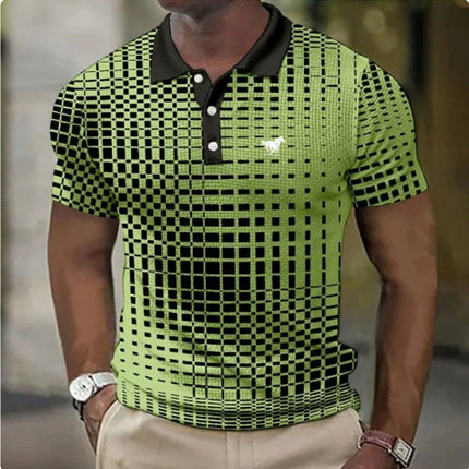 Swadeshi World Men's Short-sleeved Polo T-Shirt Plaid Bat Pattern Golf T-shirt Multicolors