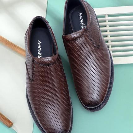 Swadeshi World Men's Genuine Leather Slip On Formal Shoes