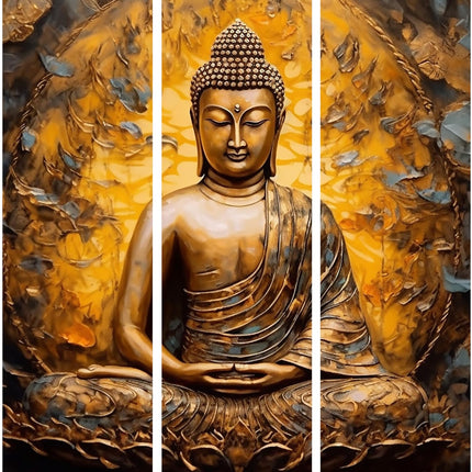 Swadeshi World with KYARA ARTS wooden framed, Buddha wall painting 30 inch x 50 inch set of 5… (Design-3)