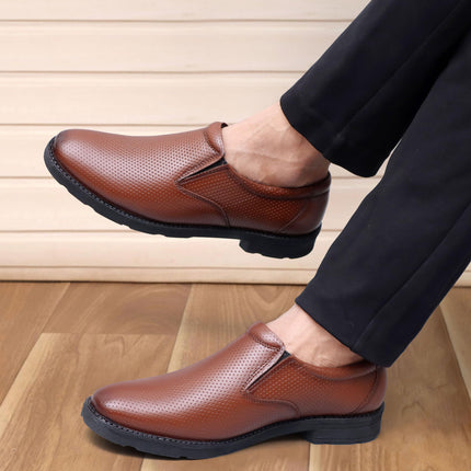 Swadeshi World Men's Genuine Leather Slip On Formal Shoes