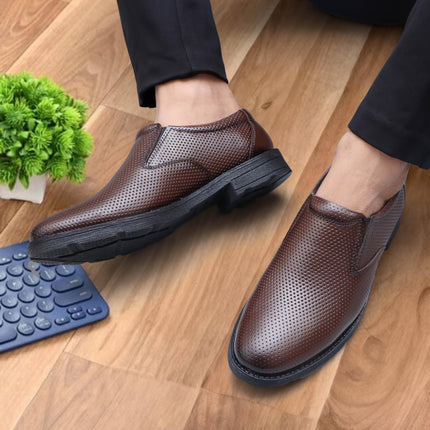 Swadeshi World Men's Genuine Leather Slip On Formal Shoes