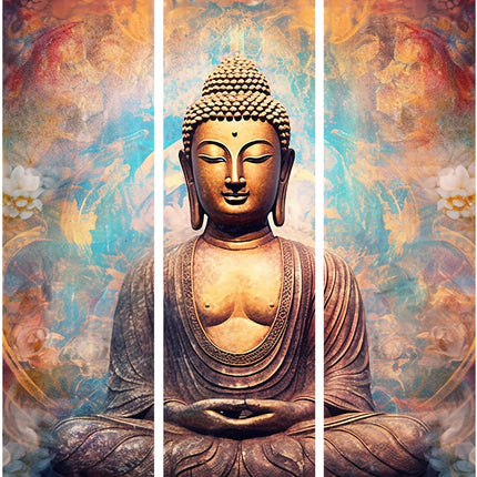 Swadeshi World with KYARA ARTS wooden framed, Buddha wall painting 30 inch x 50 inch set of 5… (Design-3)
