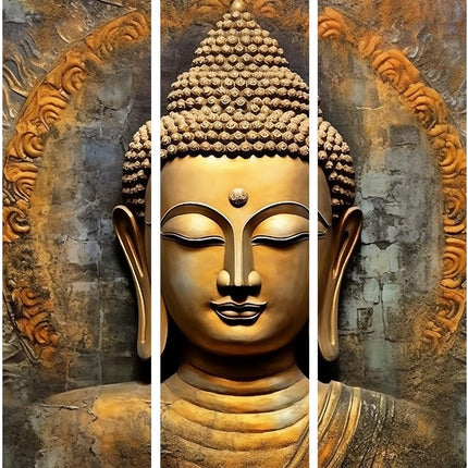 Swadeshi World with KYARA ARTS wooden framed, Buddha wall painting 30 inch x 50 inch set of 5… (Design-3)