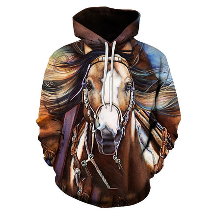 Swadeshi World Men's horse Print 3D Hooded Men Hoodies