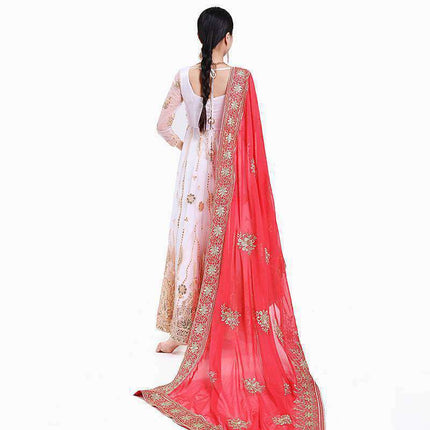Swadeshi World Indian Sari Scarf Mesh Embroidery Georgette Exotic Style