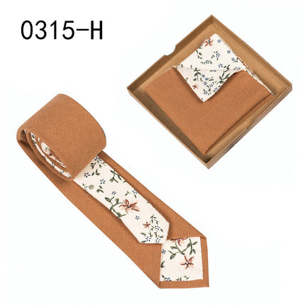 Swadeshi World Unique Men's Tie Floral Print Pocket Square Cotton Tie