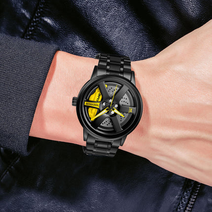 Men's Rolling Wheel Gift Wristwatch - Black