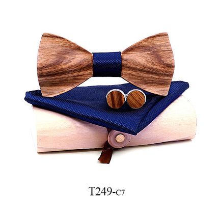 Swadeshi World Zebra wood wooden bow tie set