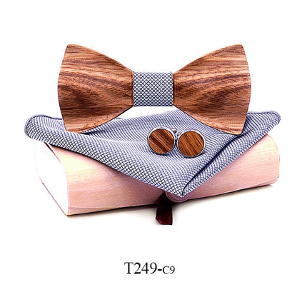Swadeshi World Zebra wood wooden bow tie set