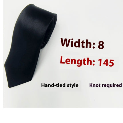 Swadeshi World Men's Silk Ties 8cm Black Hand-tied Plain Suit Tie