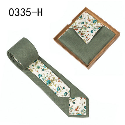 Swadeshi World Unique Men's Tie Floral Print Pocket Square Cotton Tie