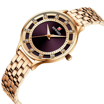 Ladies Steel Belt Quartz Diamond Women's Watch Waterproof Watches by Swadeshi World