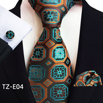 Swadeshi World Tie, Square Scarf Pocket, Square Cufflinks, Three-piece Set of 3