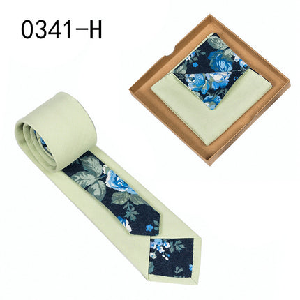 Swadeshi World Unique Men's Tie Floral Print Pocket Square Cotton Tie
