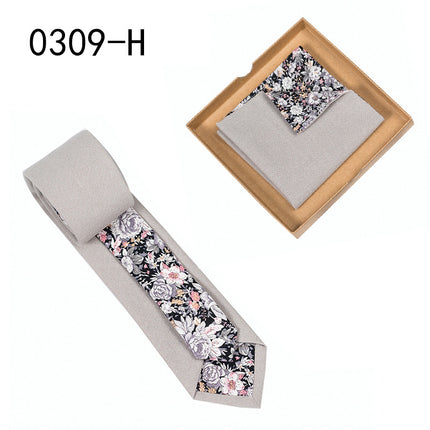 Swadeshi World Unique Men's Tie Floral Print Pocket Square Cotton Tie