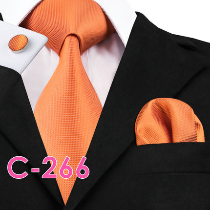 Men's Executive Wedding Solid Color Ribbed Collar Woven Ties Set