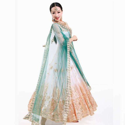 Swadeshi World Indian Sari Scarf Mesh Embroidery Georgette Exotic Style
