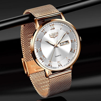 Ladies Quartz Dual Calendar Waterproof Thin Watch by Swadeshi world