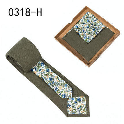 Swadeshi World Unique Men's Tie Floral Print Pocket Square Cotton Tie