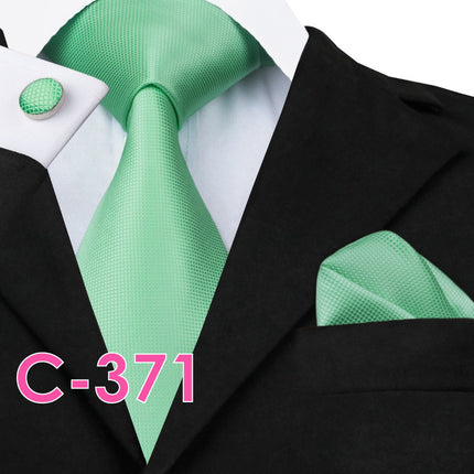 Men's Executive Wedding Solid Color Ribbed Collar Woven Ties Set