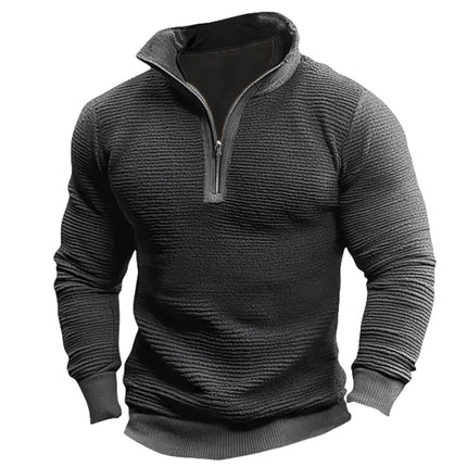 Men's Hoodie Contrast Color Zipper Casual Sweatshirt Chex