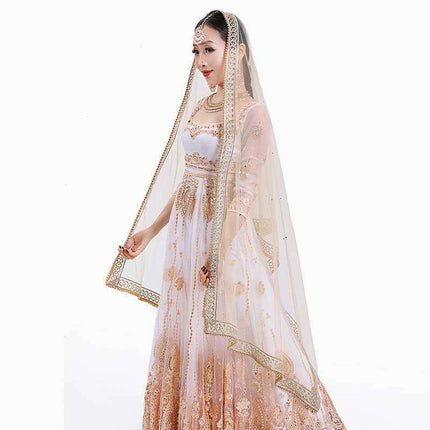 Swadeshi World Indian Sari Scarf Mesh Embroidery Georgette Exotic Style