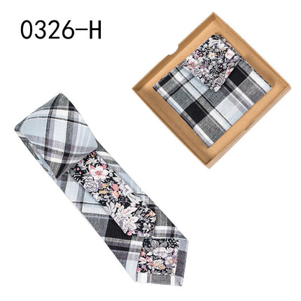 Swadeshi World Unique Men's Tie Floral Print Pocket Square Cotton Tie