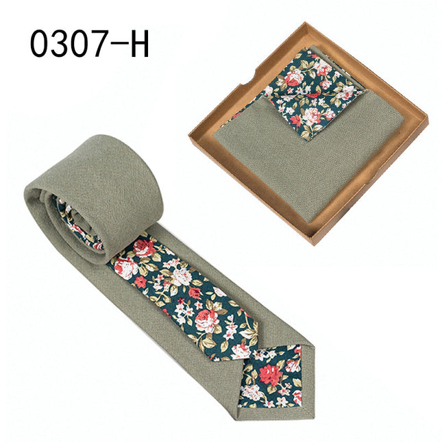 Swadeshi World Unique Men's Tie Floral Print Pocket Square Cotton Tie
