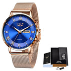 Mesh belt rose gold blue