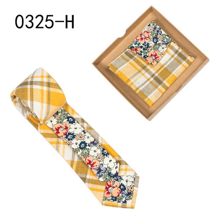 Swadeshi World Unique Men's Tie Floral Print Pocket Square Cotton Tie