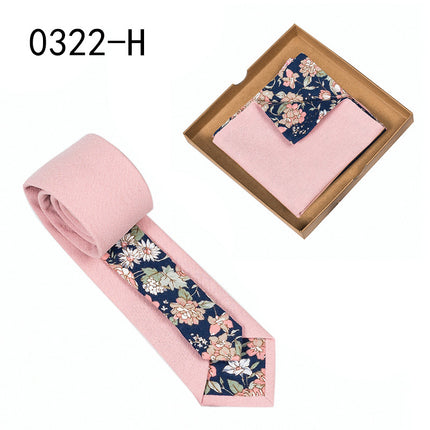 Swadeshi World Unique Men's Tie Floral Print Pocket Square Cotton Tie