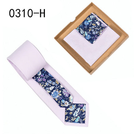 Swadeshi World Unique Men's Tie Floral Print Pocket Square Cotton Tie