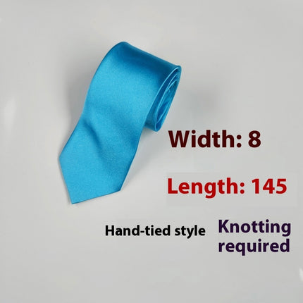 Swadeshi World Men's Silk Ties 8cm Black Hand-tied Plain Suit Tie