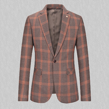 Men's Trendy Slim Fit Small Business Blazer Chex Suit Casual Handsome Coat