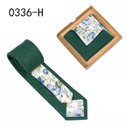 Swadeshi World Unique Men's Tie Floral Print Pocket Square Cotton Tie