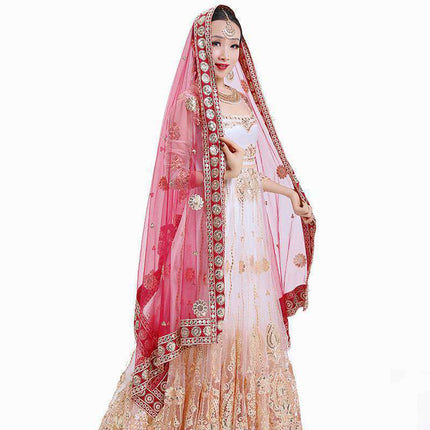 Swadeshi World Indian Sari Scarf Mesh Embroidery Georgette Exotic Style