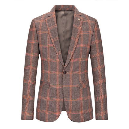 Men's Trendy Slim Fit Small Business Blazer Chex Suit Casual Handsome Coat