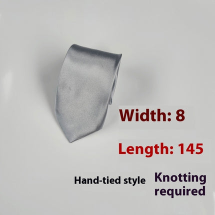 Swadeshi World Men's Silk Ties 8cm Black Hand-tied Plain Suit Tie