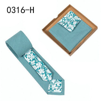 Swadeshi World Unique Men's Tie Floral Print Pocket Square Cotton Tie