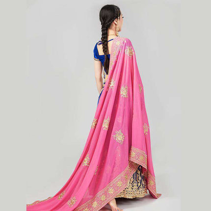 Swadeshi World Indian Sari Scarf Mesh Embroidery Georgette Exotic Style