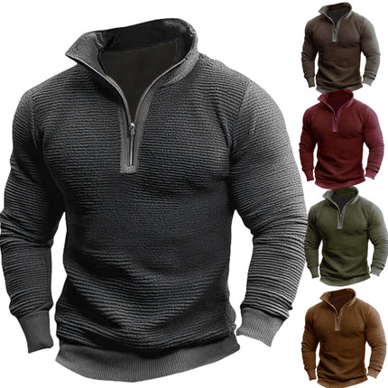 Men's Hoodie Contrast Color Zipper Casual Sweatshirt Chex